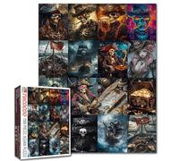 Tucocoo Puzzle da 1000 pezzi di arte vichinga pirata, puzzle per adulti, teschio pirata capitano nave, collage, lavori artistici, giochi per la famiglia, giocattoli educativi, puzzle impegnativo