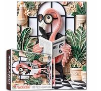 Tucocoo Puzzle da 1000 pezzi per adulti con fenicottero che leggono nella stanza botanica puzzle stravagante di carta, puzzle rilassante animale regalo per la decorazione della casa, divertente gioco