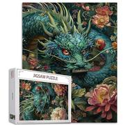 Tucocoo Puzzle da 1000 Pezzi per Adulti - Drago Verde in Giardino Incantato - Impegnativo Gioco di Attività Familiari - Fiori Astratti Arte Fai da Te Decorazione