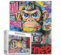 Tucocoo Puzzle da 1000 Pezzi per Adulti - Graffiti Scimmia Colorato Street Art Radio - Impegnativo Gioco di Attività Familiari Banksy Art Fai da Te Decorazione