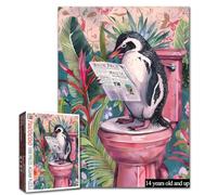 Tucocoo Puzzle da 1000 pezzi per adulti, puzzle colorato per la decorazione della casa, giochi e attività familiari, regalo, pinguino che legge giornale in bagno