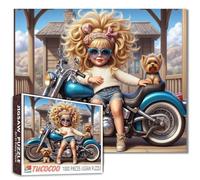 Tucocoo Puzzle da 1000 pezzi per adulti, ragazza e Yorkshire Terrier sulla spiaggia al chiaro di luna, puzzle sul mare accogliente, puzzle fai da te per la decorazione domestica, regalo di puzzle