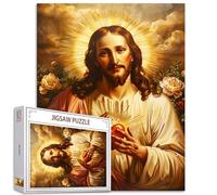 Tucocoo Puzzle da 1000 pezzi per adulti sorridente Gesù Pittura Puzzle Sacro Cuore Retro 1000 Pezzi Puzzle per impegnativo Gioco di attività familiare Arte colorata Puzzle fai da te Decorazione Della