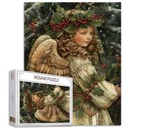 Tucocoo Puzzle da 1000 Pezzi per Adulti - Woodland Vintage Angel Natale a Tema Ragazza Verde e Bacche Rosse - Arte Impegnativa per Gioco di Attività Familiare - Decorazione Fai da Te