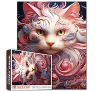 Tucocoo Puzzle di gatto mistico da 1000 pezzi per adulti, puzzle di carta quilling art stravagante animale felino, puzzle fantasy art gatto per alleviare lo stress, consapevolezza, giochi di famiglia