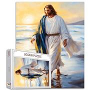 Tucocoo Puzzle di Gesù Sulla Spiaggia - 1000 Pezzi per Adulti, Santa Fede Alba Art per Impegnativi Giochi di Attività Familiari - Colorato Fai da Te per Regali