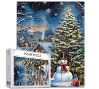 Tucocoo Puzzle Natalizio per Adulti - 1000 Pezzi, Villaggio Invernale, Pupazzo di Neve, Albero di Natale - Fai da Te per Decorazione Casa e Famiglia