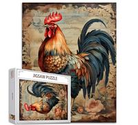 Tucocoo Puzzle rustico a forma di gallo, 1000 pezzi, puzzle per adulti, pollo animale, arte vintage, puzzle per impegnativi giochi di attività familiari colorati fai da te per regali decorativi per la