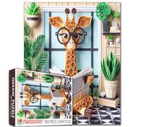 Tucocoo Puzzle stravagante giraffa sul WC per adulti, divertente puzzle da bagno da 1000 pezzi con animali stravaganti che leggono giornali, giochi per famiglie impegnativi e divertenti da parete
