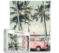 Tucocoo Puzzle tropicale dell'oceano dell'isola tropicale per adulti, 1000 pezzi, rosa vintage Van palme, puzzle artistico colorato fai da te per la decorazione della casa, regalo per la famiglia,