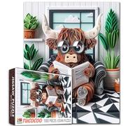 Tucocoo Simpatico puzzle con mucca delle Highland per adulti, 1000 pezzi, puzzle stravagante per adulti, puzzle difficile impossibile divertente sfida cerebrale, puzzle artistico unico per decorazione