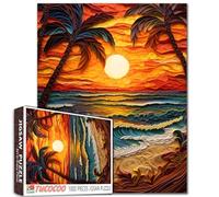Tucocoo Sunset Beach Puzzle per adulti 1000 pezzi, puzzle tropicale al tramonto dell'oceano, puzzle di carta quilling arte palme onde costiere, regalo impegnativo e rilassante, decorazione da parete