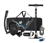TUDIVING-0.5L Set bombola per immersioni subacquee, mini bombola di ossigeno con maschera da snorkeling integrale, kit da viaggio portatile per immersioni (S200Plus Black-A1)