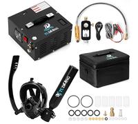 TUDIVING-0.5L Set bombola per immersioni subacquee, mini bombola di ossigeno con maschera da snorkeling integrale, kit da viaggio portatile per immersioni (S200Plus Black-A3)