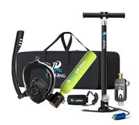 TUDIVING-0.5L Set bombola per immersioni subacquee, mini bombola di ossigeno con maschera da snorkeling integrale, kit da viaggio portatile per immersioni (S200Plus Green-A1)