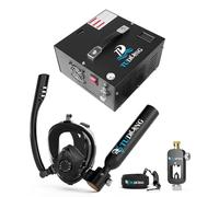 TUDIVING-0.5L Set bombola per immersioni subacquee, mini bombola di ossigeno con maschera da snorkeling integrale, kit da viaggio portatile per immersioni (S200Plus Black-A4)