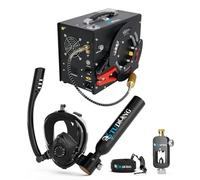 TUDIVING-0.5L Set bombola per immersioni subacquee, mini bombola di ossigeno con maschera da snorkeling integrale, kit da viaggio portatile per immersioni (S200Plus Black-A3)