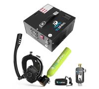 TUDIVING-0.5L Set bombola per immersioni subacquee, mini bombola di ossigeno con maschera da snorkeling integrale, kit da viaggio portatile per immersioni (S200Plus Green-A4)