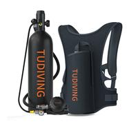 TUDIVING-2L Supporto per bombola subacquea portatile Respiro da 30-45 minuti, acquario ricaricabile per lavori subacquei 2L B1 Black
