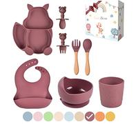 TudoBem Set Pappa Svezzamento 8 Pezzi - 1 piatto svezzamento con Ventosa, 1 Bavaglini Neonato, 1 Ciotola Antiscivolo, 2 Posate Bambini, 1 Cucchiaino Svezzamento, 1 Bicchiere Neonato 6 Mesi Prima Pappa