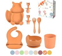 TudoBem Set Pappa Svezzamento 8 Pezzi - 1 piatto svezzamento con Ventosa, 1 Bavaglini Neonato, 1 Ciotola Antiscivolo, 2 Posate Bambini, 1 Cucchiaino Svezzamento, 1 Bicchiere Neonato 6 Mesi Prima Pappa