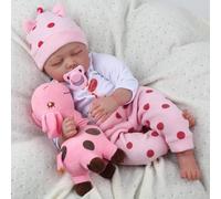 Tudofttg Bambole Reborn Neonata Femmina, 55cm, in Silicone e Vinile con Espressione Sonno Realistica - Set Regalo Completo con Corpo Morbido, Peluche e Certificato - Ideale per Collezione e Bambine