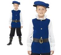 Tudor Costume da Ragazzo Bambini Medievale King Libro Settimana Completo Nuovo