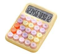 Tuelaly Calcolatrice da tavolo a 12 cifre, calcolatrice colorata con ampio display LCD e grandi pulsanti rotondi, piccola calcolatrice elettronica standard portatile per ufficio, scuola, casa, giallo