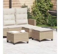 TUERYAFEK Sgabello da giardino con cuscino, 2 pezzi, beige, 55 x 55 x 36 cm | Telaio in acciaio verniciato a polvere, rivestimento rimovibile e lavabile, versatile come poggiapiedi o tavolo