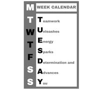 TUESDAY - Teamwork Unleashes Energy Sparks Determination and Advances You: agenda, notebook, planner, organizer, journal, diary, memories, funny gift for family, friends and coworkers