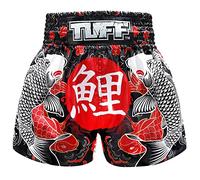 Tuff Boxe Sport Muay Thai Shorts Trunks Kick Arti Marziali Allenamento Palestra Abbigliamento - Nero - Medium
