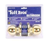 Tuff Bros Pomello per porta del bagno, in ottone lucido, senza chiave, serratura per la privacy per porte interne