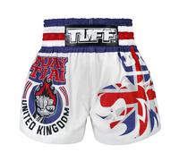 TUFF King Of Beasts UK Bandiera Muay Thai Lotta Pantaloncini Bianco Training K1