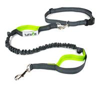 Tuff Mutt Guinzaglio per cani a mani libere, da corsa, ideale per girovita, per passeggiate, elastico con doppia maniglia, con cuciture catarifrangenti e cintura regolabile per portare fuori il cane