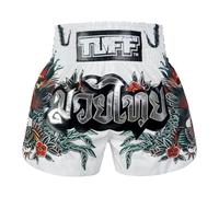 Tuff Sport Muay Thai Pantaloncini Boxe Pantaloni Corti Stili Tradizionali MMA Allenamento Kickboxing, Tuf-ms677-wht, L