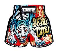 Tuff Sport Pantaloncini da Muay Thai Retrò Pantaloncini da Boxe Taglio Classico Aderente Set di Abbigliamento per Allenamento MMA Kickboxing (M, TUF-MSC126-RED)