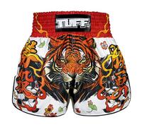 Tuff Sport Pantaloncini da Muay Thai, stile retrò, taglio slim classico, MMA, kickboxing, set da allenamento, Tuf-rms110-bianco, Medium