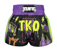Tuff Sport Pantaloncini da Muay Thai, stile retrò, taglio slim classico, MMA, kickboxing, set da allenamento, Tuf-RMS118-BLK, Large