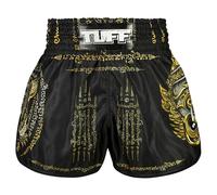 Tuff Sport Pantaloncini da Muay Thai, stile retrò, taglio slim classico, MMA, kickboxing, set da allenamento, Tuf-rms116-blk, Small