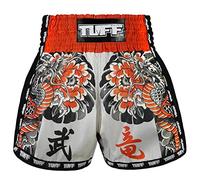 Tuff Sport Retro Muay Thai Pantaloncini Boxe Pantaloncini Classici Slim Cut MMA Kickboxing Allenamento Set Abbigliamento Allenamento, Tuf-msc104-bianco, M