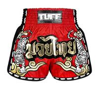 Tuff Sport Retro Muay Thai Pantaloncini Boxe Pantaloncini Classici Slim Cut MMA Kickboxing Allenamento Set Abbigliamento Allenamento, Tuf-msc122-rosso, L