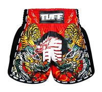 Tuff Sport Retro Muay Thai Pantaloncini Boxe Pantaloncini Classici Slim Cut MMA Kickboxing Allenamento Set Abbigliamento Allenamento, Tuf-msc113-rosso, L