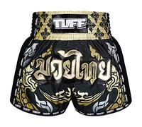 Tuff Sport Retro Muay Thai Pantaloncini Boxe Pantaloncini Classici Slim Cut MMA Kickboxing Allenamento Set Abbigliamento Allenamento, Tuf-msc107-blk, L