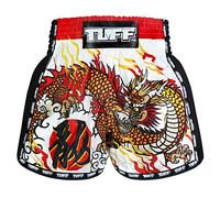 Tuff Sport Retro Muay Thai Pantaloncini Boxe Pantaloncini Classici Slim Cut MMA Kickboxing Allenamento Set Abbigliamento Allenamento, Tuf-msc114-bianco, M