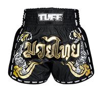 Tuff Sport Retro Muay Thai Pantaloncini Boxe Pantaloncini Classici Slim Cut MMA Kickboxing Allenamento Set Abbigliamento Allenamento, Tuf-msc120-blk, XL