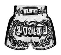 Tuff Sport Retro Muay Thai Pantaloncini Boxe Pantaloncini Classici Slim Cut MMA Kickboxing Allenamento Set Abbigliamento Allenamento, Tuf-msc108-bianco, M