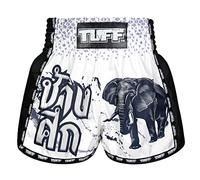 Tuff Sport Retro Muay Thai Pantaloncini Boxe Pantaloncini Classici Slim Cut MMA Kickboxing Allenamento Set Abbigliamento Allenamento, Tuf-msc112-bianco, L