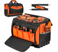 TUFFWORX Borsa portautensili con 19 tasche, 50 x 32,8 x 30 cm, resistente tessuto 600D, nero e arancione