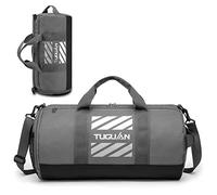 TUGUAN Borsone Palestra Uomo 40L Borsa Palestra Piccola con Scomparto Scarpe e Tasca Umida Borsa Sportiva Viaggio Tutto in Uno da Sport, Fitness, Piscina, Grigio