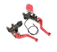 TUHBCX Set leve frizione freno Cilindro Principale Cavo Frizione Pompa Freno Per Suzuki 22mm 7/8 '' Leva Freno Moto Scooter ATV Dirt Bike(Red)